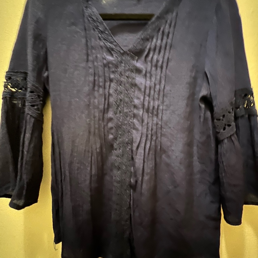 Westport Black Pleated 3/4 Sleeve Blouse